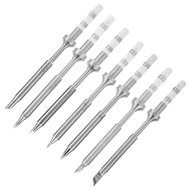 CfoPiryx 7 Types Mini Stainless Steel Soldering Iron Tip Replacement for TS100 Soldering Iron, Power Tool Electrician Various Models Replacement Part Easy Install (7pcs Soldering Tips) - Image 1